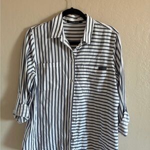 NWOT Calvin Klein Jeans Navy and White Striped Shirt